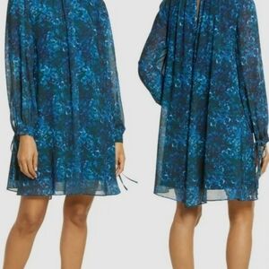 Elegant Blue Patterned Women's Dress